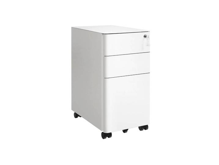 Hansiro Rollcontainer, Weiß, Metall, 46x60x30 cm, Büromöbel, Schreibtischcontainer, Rollcontainer