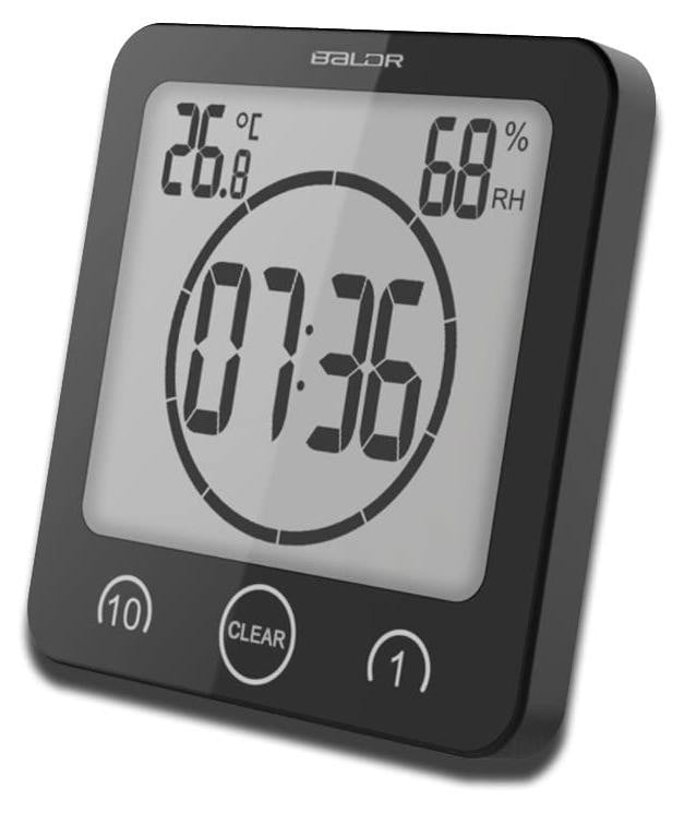 Dripio Digitale badklok met touchscreen en timer, zwart, IP24