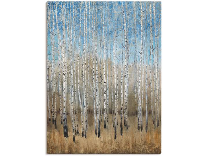 Leinwandbild ARTLAND Staubige blaue Birken II , beige (farbe bild(er): naturfarben), B:90cm H:120cm, Bilder, Leinwandbild, auf Holzrahmen gespannt