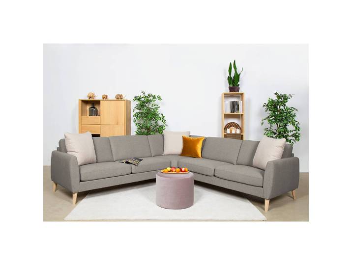 Ecksofa Kustavi Beige/Beige Strukturstoff 269cm Skandi