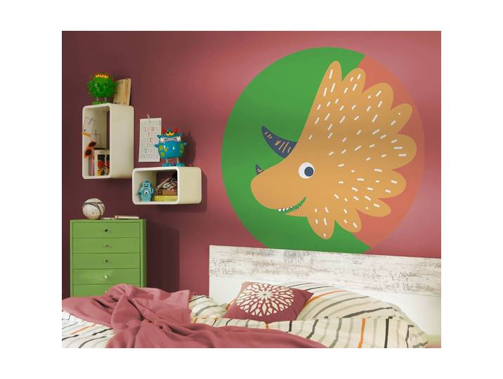 Papier peint Little Dino Trice Ø 125cm Multicolore