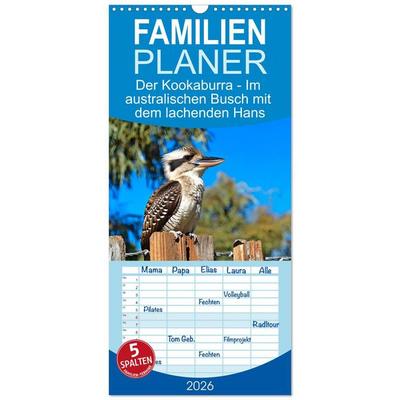 Familienplaner 2026 - Der Kookaburra - Im australischen Busch mit dem lachenden Hans mit 5 Spalten (Wandkalender, 21 x 45 cm) CALVENDO