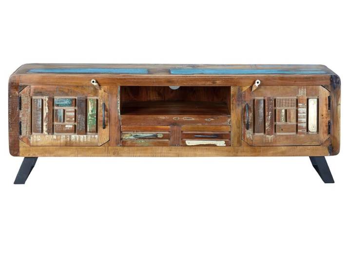 Meuble tv exclusif en bois recyclé multicolore