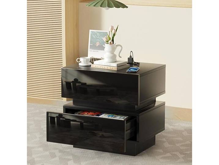 PEACHES Table de chevet - Meuble de rangement pour bureau chambre salon ou studio noir