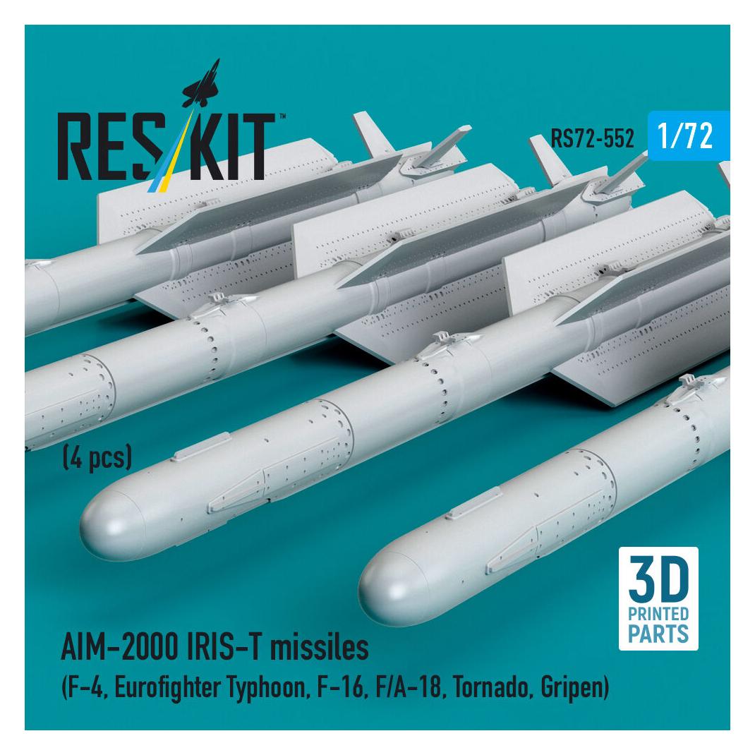 ResKit AIM-2000 IRIS-T missiles (4 pcs) (F-4, Eurofighter Typhoon, F-16, F/A-18, Tornado, Gripen) (3D Print (RS72-0552)