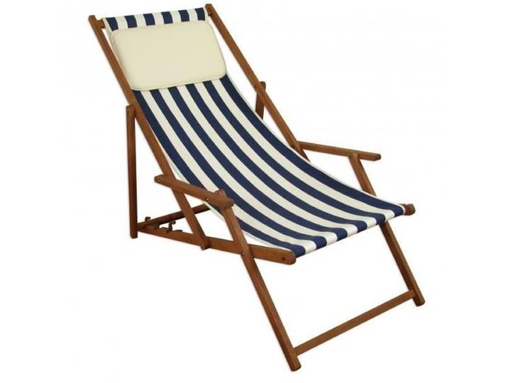 Chaise longue rayé bleu et blanc chilienne bain de soleil pliant avec oreiller 10-317KH