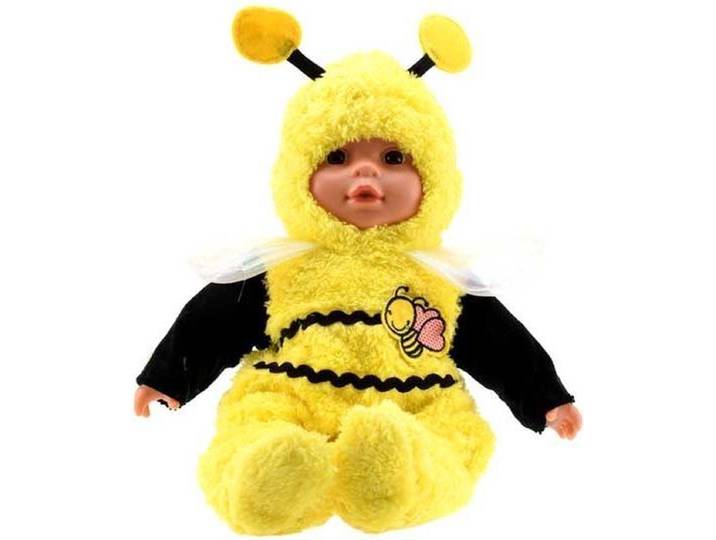 Toi-Toys Cute Baby - Babypop - Dierenpyjama schaap - Wit & roze - 25 cm
