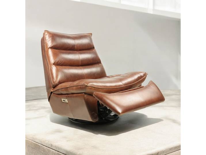 Fauteuil Rocking-chair Relax Moderne en cuir — cigare