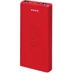 SBS fast charge mit 10.000 mAh und 2 USB (10000 mAh, 37 Wh), Powerbank, Rot