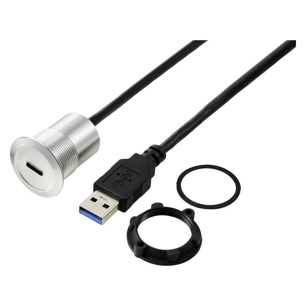 Tru Components USB-C (3.1) Buchse/USB-A (3.0) Stecker 1 m Kabel silber TC-13376308 TRU COMP (TC-13376308)