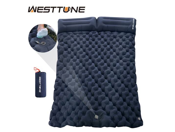 WESTTUNE-Matelas Gonflable Double avec Pompe à Oreiller spatirée, Coussin de Couchage Extérieur, Polymères d'Air pour Voyage, Randonnée, Camping