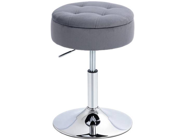 Homcom Barhocker Polyester Stahl Grau, Metall, 39x65x39 cm, Esszimmer, Barmöbel, Barhocker