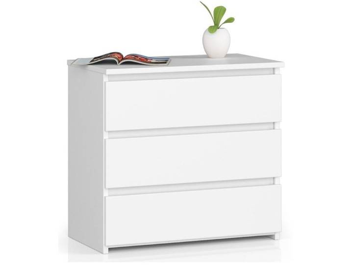 Table de chevet AKORD CL3 Blanche 60 cm 3 tiroirs façade Blanche 60x35x57 cm