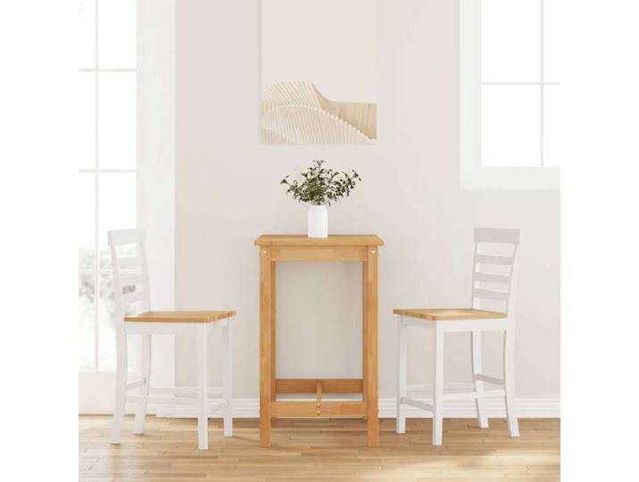 VidaXL Tabourets de bar 2 pcs blanc bois massif d'hévéa chaise chaise de bar de cuisine chaise de restaurant chaise de 4102542