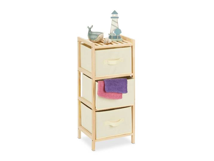 Badregal mit 3 Körben Beige-Hellbraun