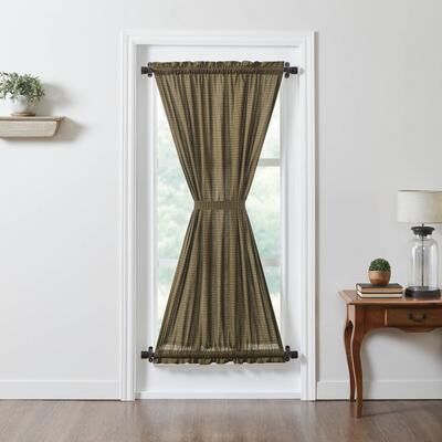 VHC Brands Tea Cabin Green Plaid Door Panel 72x40