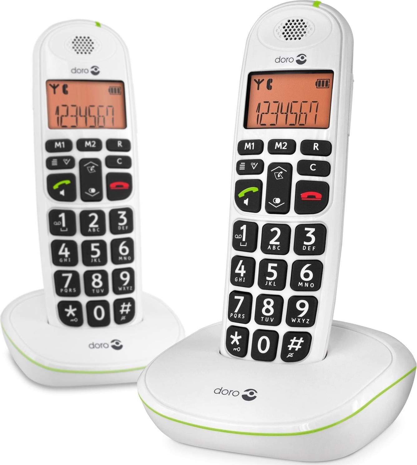 Doro PhoneEasy 100w duo Analoog/DECT telefoon met draadloze headset en luidsprekerfunctie, Wit