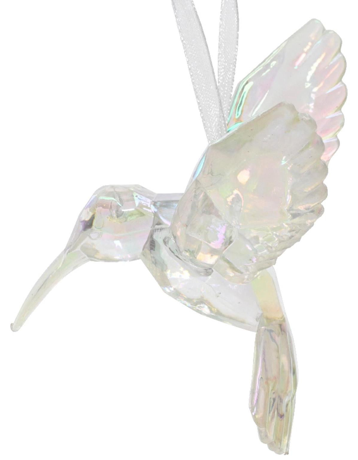 Iriserend kerstornament kolibrie van kunststof, 10,5 cm, helder