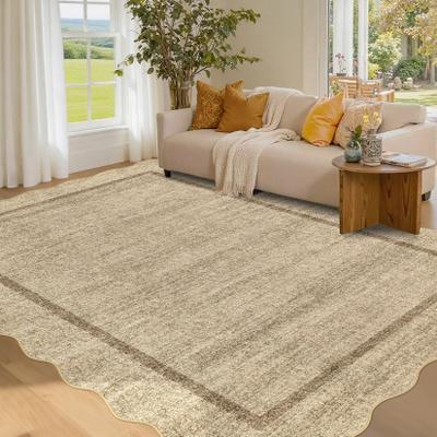 Garvee Modern Distressed Scalloped Edge Area Rug