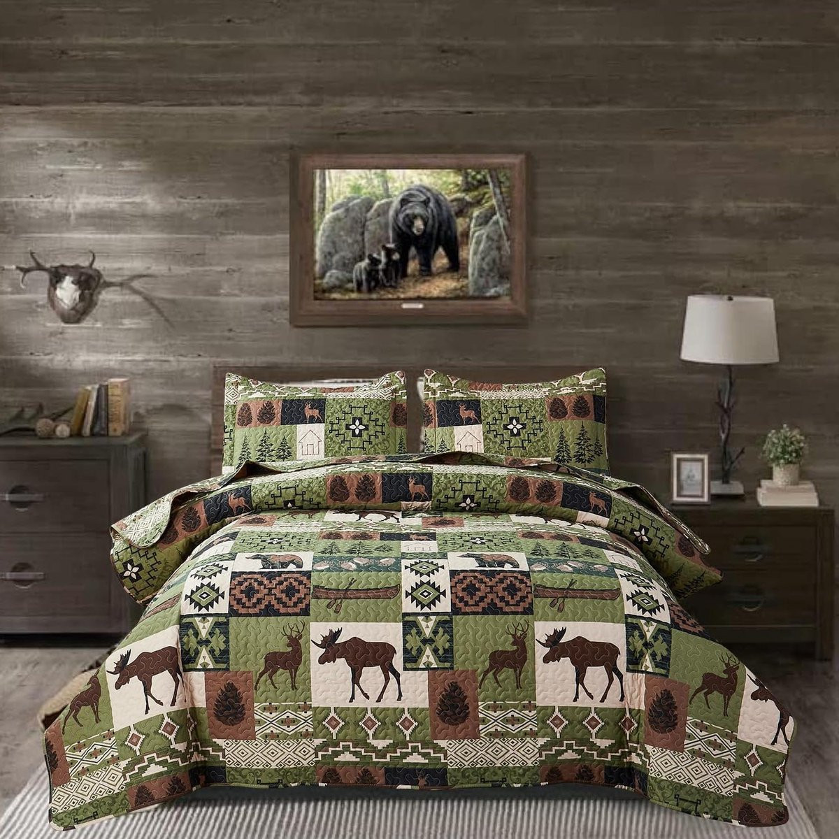 Wit Rustiek Patchwork Quiltset voor Tweepersoons - Sprei en Dekbed - 228 x 228 cm