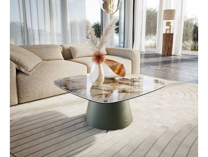 Couchtisch Edge Boot 90x90 cm Keramik Patagonia Poliert Borna Effektfinish Titan, Couchtische