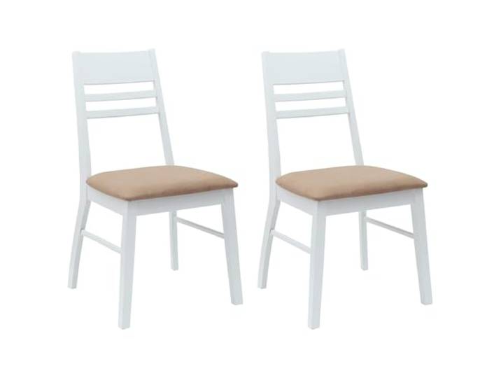 POUFGDR Esszimmerstühle, 2 Stück, Massivholz, Gummi, Weiß Schlichtes Design, ergonomische Rückenlehne, quadratische Beine, Verwendung in Küche, Wohnzimmer, einfache Reinigung