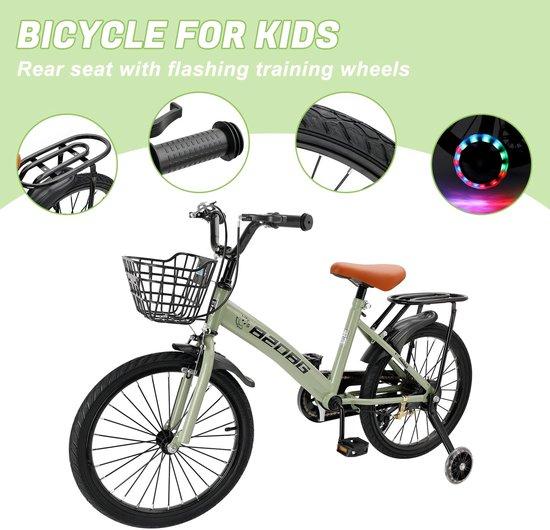 Kinderfahrrad 18 Zoll - Hochwertiger Stahlrahmen - Verstellbarer Sattel und Lenker - Doppelte Bremsen - Abnehmbarer Korb - Stützräder