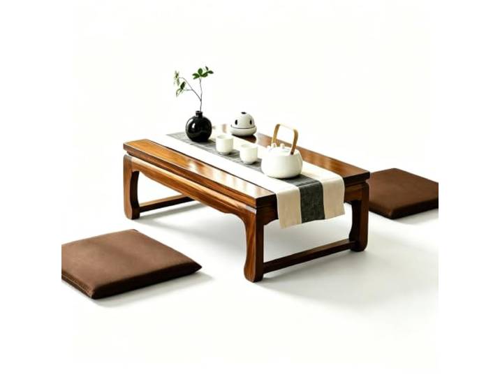 Zynqra Bodentisch,Couchtisch,Tatami-Tisch,Kleiner Teetisch,Niedriger Tisch ﻿Massivholz,Keine Montage erforderlich,Zum Sitzen auf dem Boden,Erkerfenster und Teestuben(L120cm/47.2in*W55cm/21.7in)