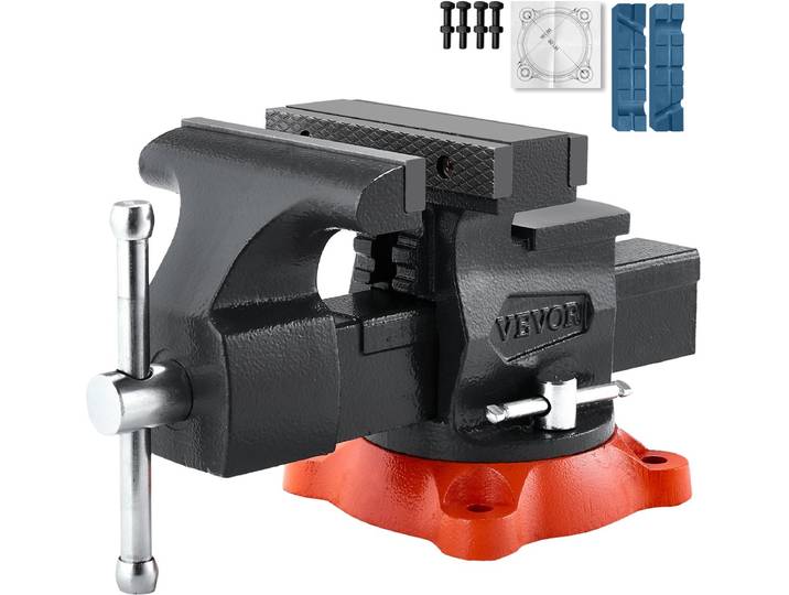 VEVOR 140 Mm Bankschroef\, Multifunctionele Bankschroef\, Draaibare Basis van Gietijzer