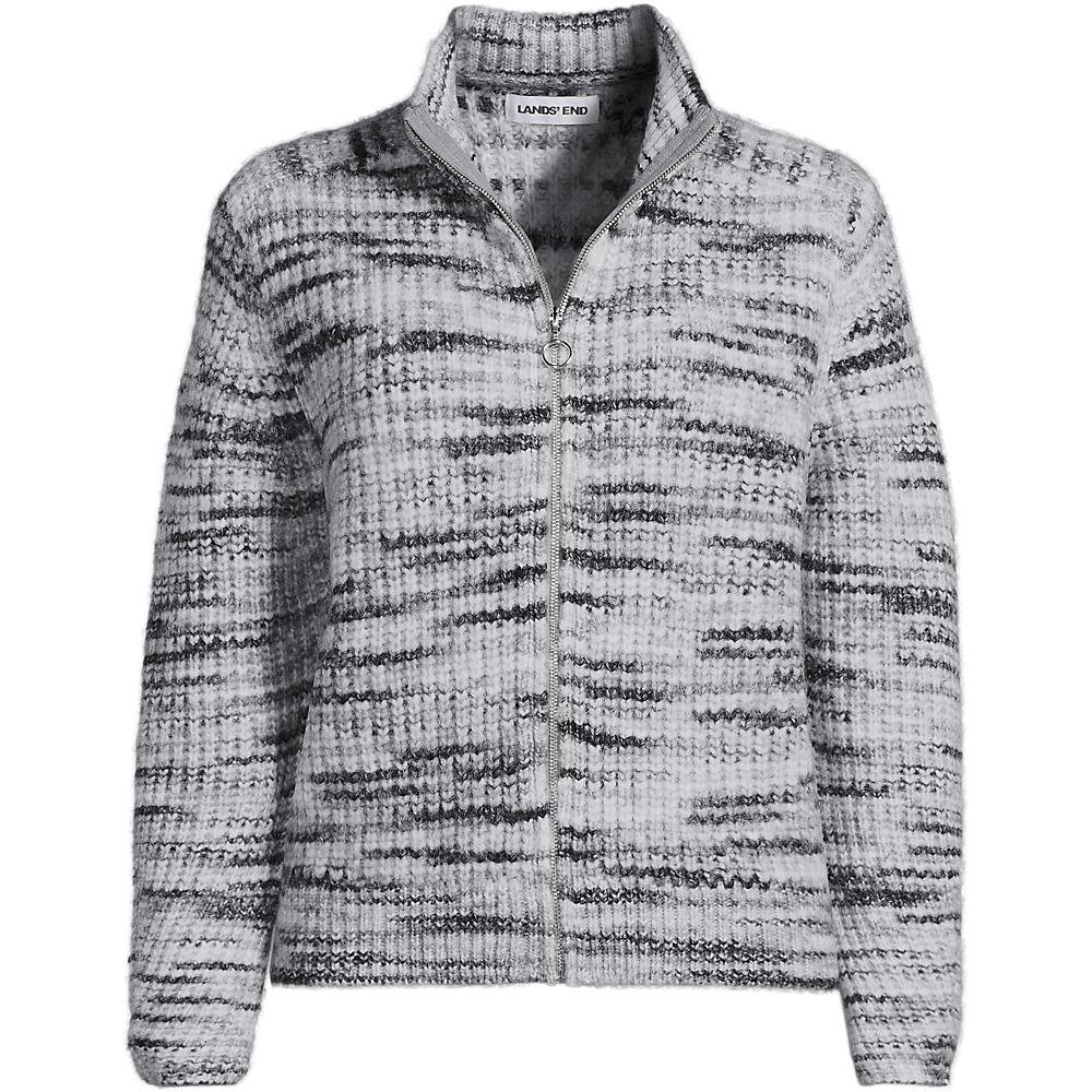 Strick-Cardigan mit Reißverschluss für Damen, Damen, size: regular, Grau, Wolle/Polyester/Nylon, by Lands' End