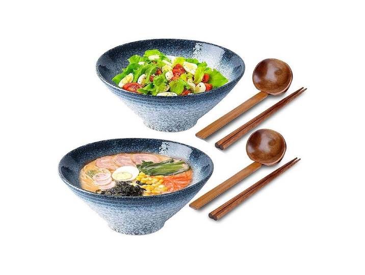 LuxusKollektion Suppenschüssel Ramen Schüssel Keramik 1000ml 6er Set Udon Soba Pho C