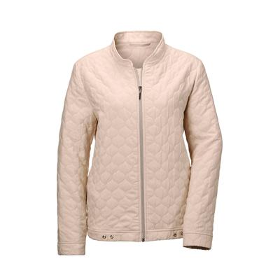 Sommerjacke GOLDNER "Lässige Baumwolljacke mit Stehkragen", Damen, Gr. 46, beige (stein), Obermaterial: 97% Baumwolle CO. 3% Elasthan EL., normales Bündchen, Jacken, Stepp-Optik