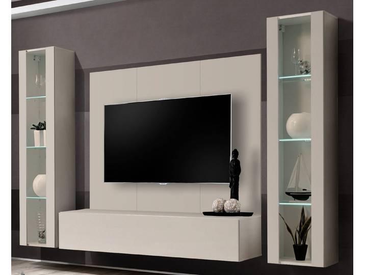 Inn.Furn Wohnwand Option, (Schrankwand Set 4-teilig in Kaschmir / Sand, 260 x 170 cm), Inklusive LED Beleuchtung