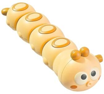 Uplift Essentials Cartoon Clockwork Caterpillar Crawling Toy   Interactive Wind Up Fun For Kids yellow