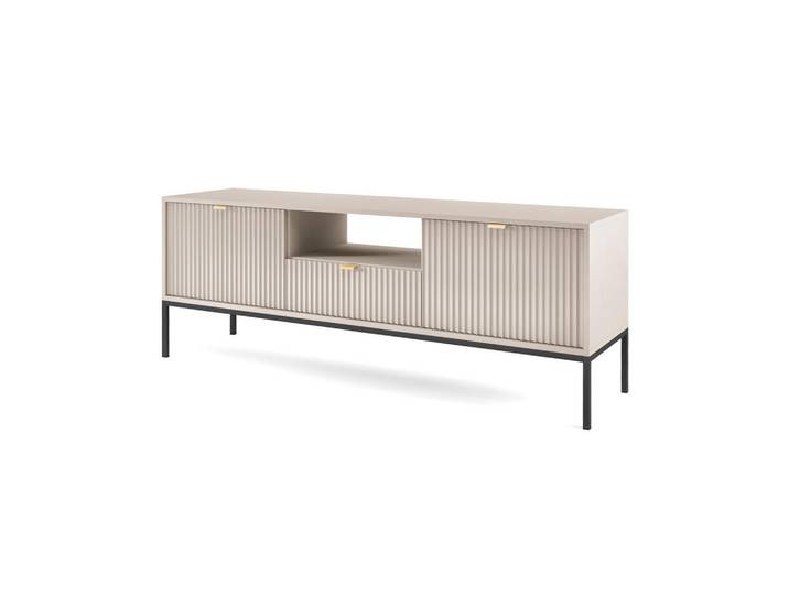 Feldmann-Wohnen Lowboard Nova Kaschmir / Schwarz 154 / 39 / 56cm, Kaschmir, Schwarz, Rechteckig, 154x56x39 cm, Wohnzimmer, TV Möbel, Lowboards, Lowboards stehend