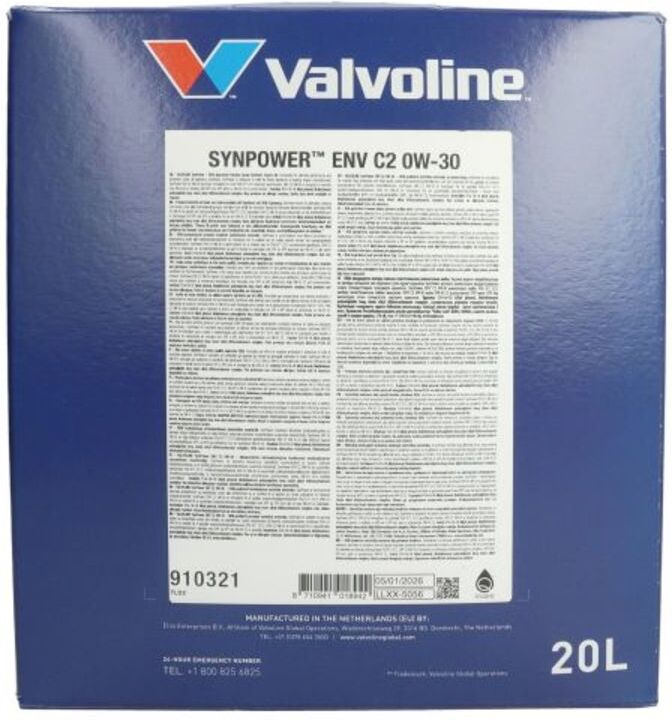 Motoröl VALVOLINE 910321 SYNPOWER ENV C2 0W30 20LB