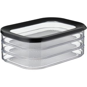 Mepal Aufschnittbox Modula 550/3, aus Kunststoff, 3x 0,55 Liter, 3-lagig, transparent / schwarz, luftdicht