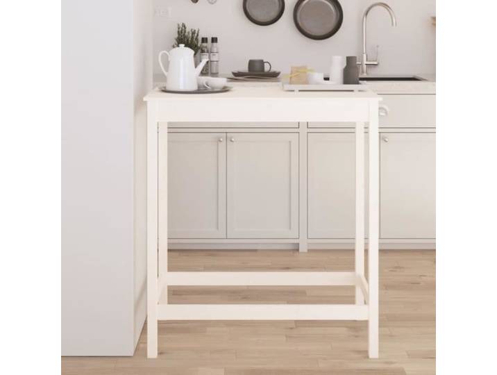 SALE 2024  Table de bar - JMS - blanc 100x50x110 cm bois massif de pin 83 16 Kg