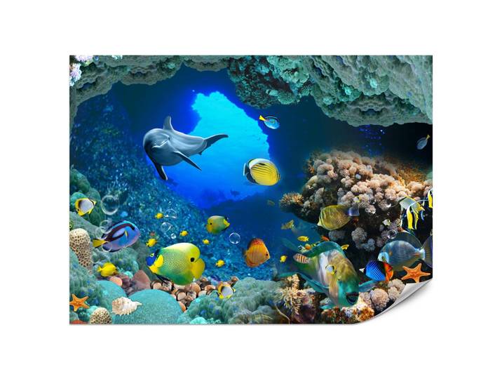 FOTOTAPETE für Badezimmer Unterwasser Korallenriffe Fische 200x140