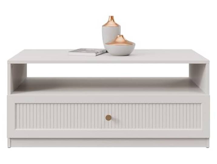 Mirjan24 Couchtisch mit Schublade Ferena 1SZ, Stylischer Kaffeetisch mit Fächer, Sofatisch, Wohnzimmertisch, Praktischer Teetisch (Cashmere)