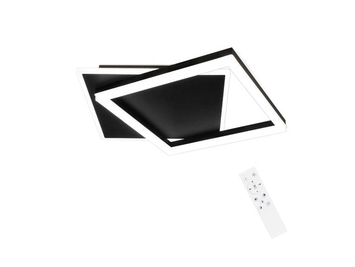Nettlife Led-Deckenleuchte Lena 48.5/47.5/6 cm, Schwarz, Metall, Quadratisch, LED integrated, 47.5x6x48.5 cm, Lampen & Leuchten, LED Beleuchtung, LED-Deckenleuchten