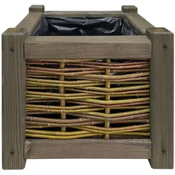 Natura Punto, Blumentopf, Blumenkasten aus Rattan und Holz (30 x 30 x 30 cm)