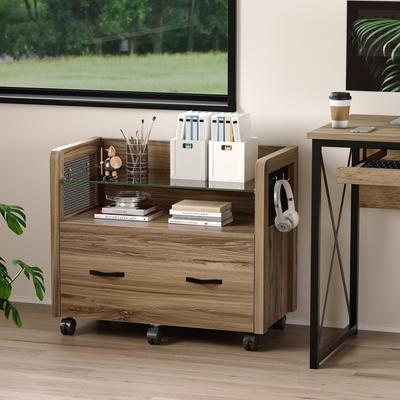 Bestier Vertical Filing Cabinet with Drawer and Hooks
