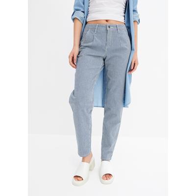 Loose-fit-Jeans BONPRIX, Damen, Gr. 44, N-Gr, blau (blau denim, weiß denim gestreift), Obermaterial: 99% Baumwolle, 1% Elasthan, loose fit, Jeans, Loose-Fit-Schnitt, mit Streifen-Design, in verschiedenen Größen