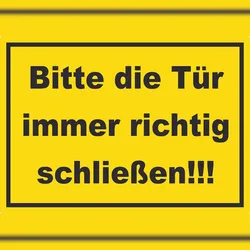 HB-Druck Aufkleber Bitte die Tür immer richtig gelb-schwarz A4 (210x297mm)
