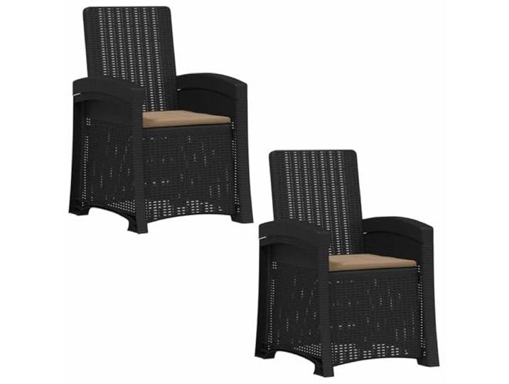 FDSAQOPT Liegesessel Garten Rattan-Optik 2 STK. Anthrazit Taupe PP Polypropylen, stabiler Rahmen, 3-fach verstellbare Rückenlehne, Garten Terrasse Balkon, leicht zu pflegen