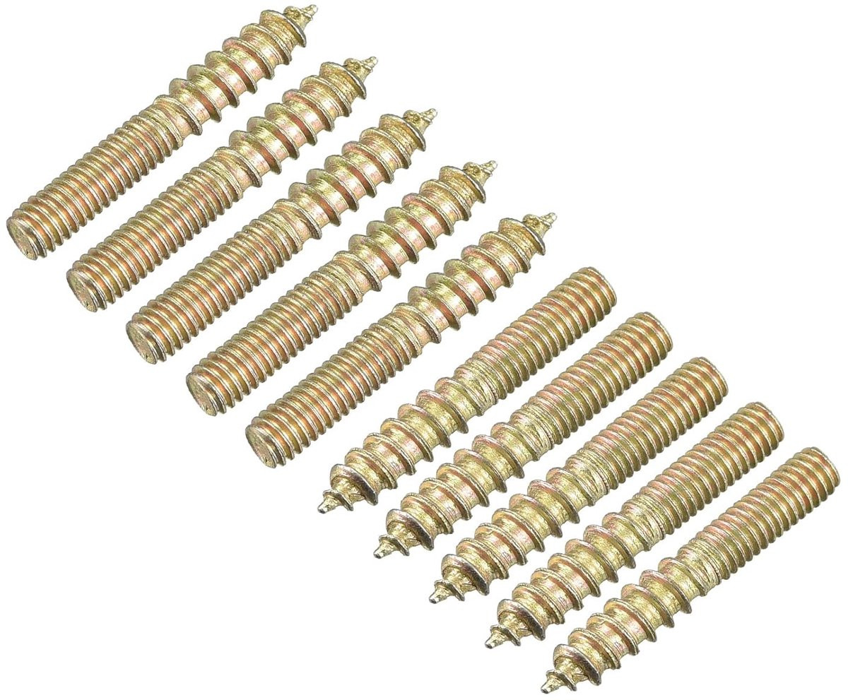Sourcing Map 24 stuks M4 x 25 mm stokschroeven dubbelzijdige schroefdraadstiftschroeven voor het verbinden van houten meubels