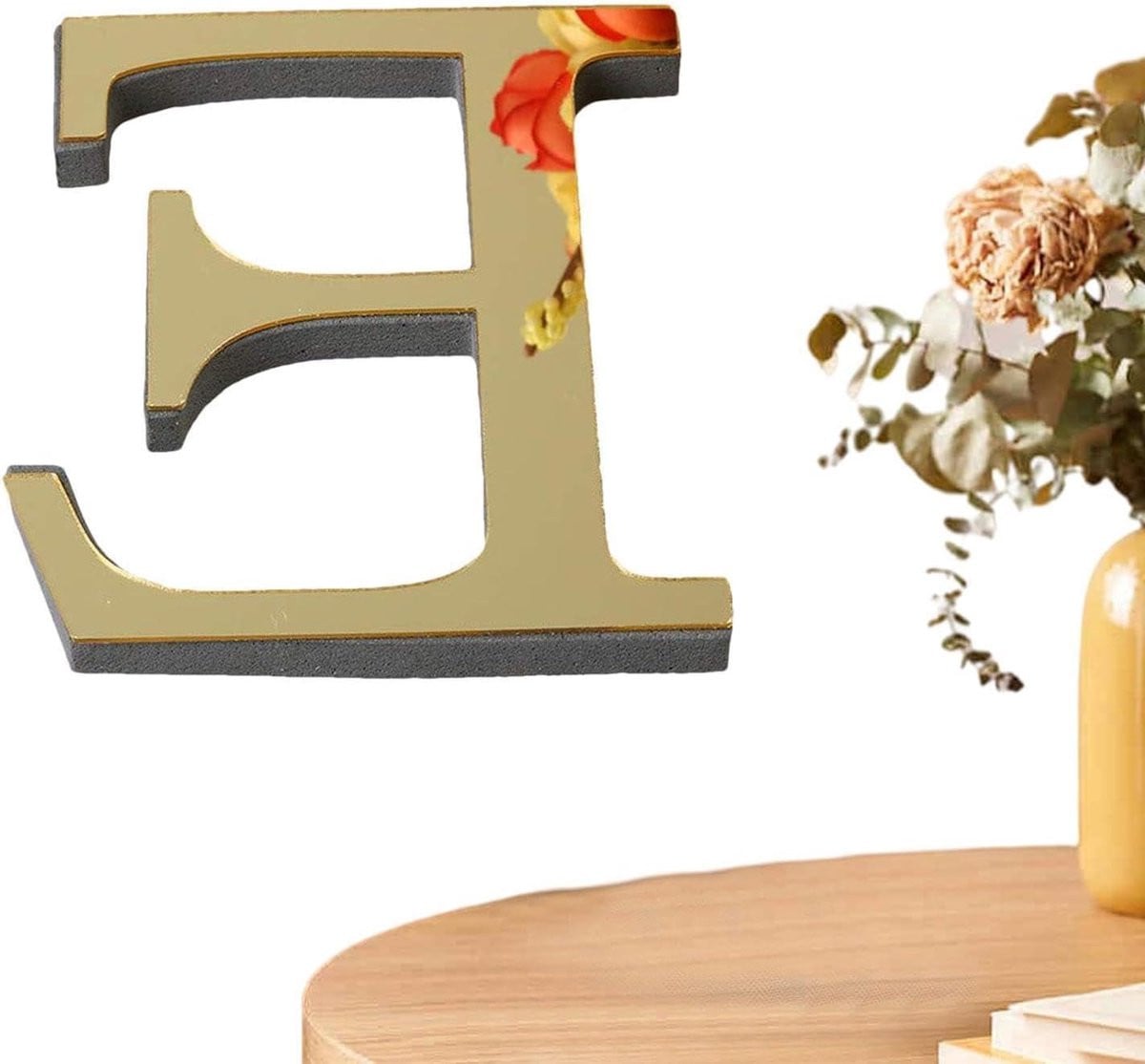 3D Spiegelletters Alfabet Muurdecoratie - 26 Zelfklevende Acryl Letters - Licht Goud