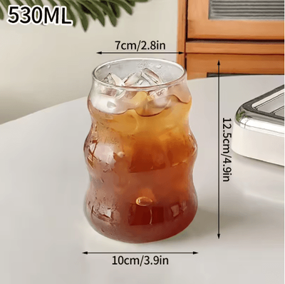 Inspire Picks INS Style Transparent Glass Coffee Mug Heat Resistant Ripple Tumbler For Cocktails And Beverages 1 To 2 PCS s4 530ml