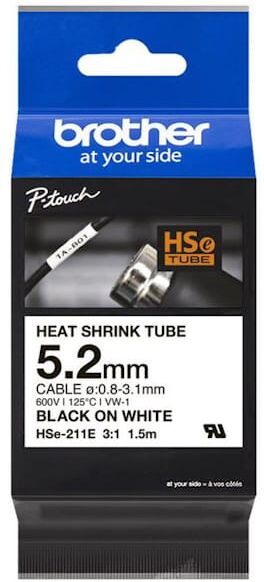 HSe-211E Heat Shrink Tube Tape Black on White 5,2mm wide